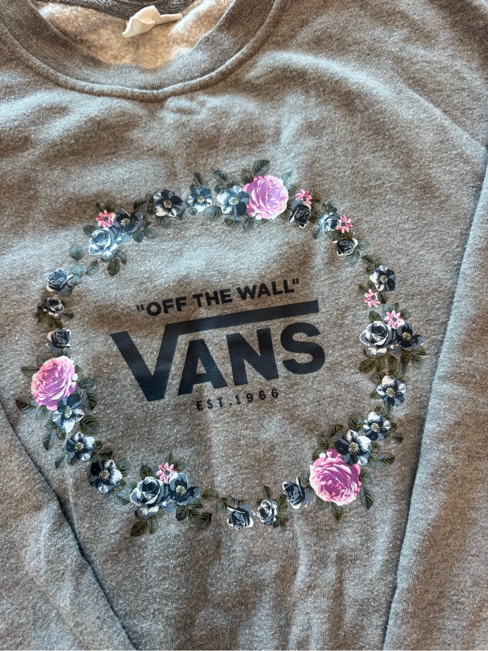 Vans Gray Sweatshirt with Floral Wreath